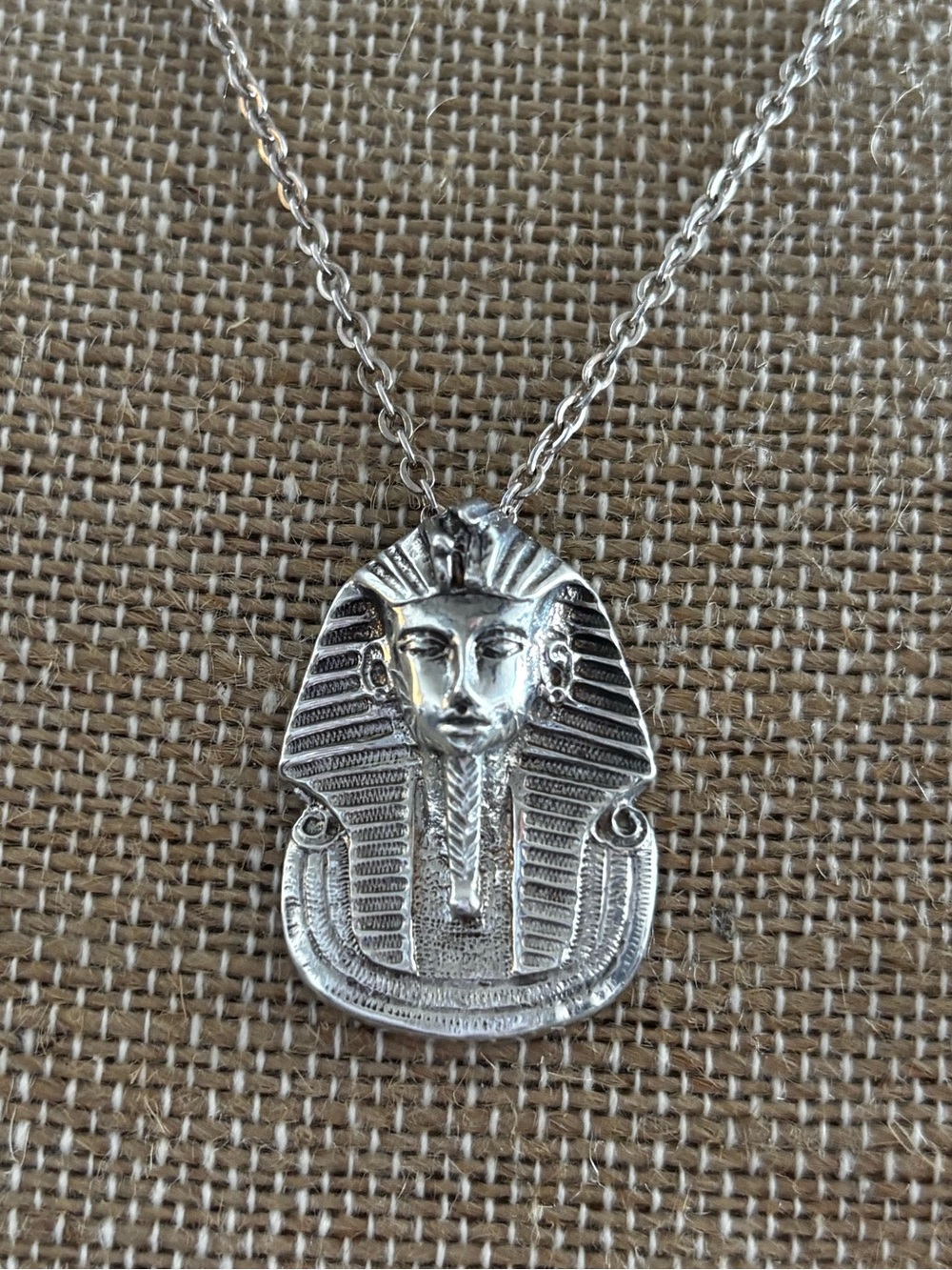 Vintage Sterling Silver Egyptian Pharaoh / King Tut Necklace – 14.48g